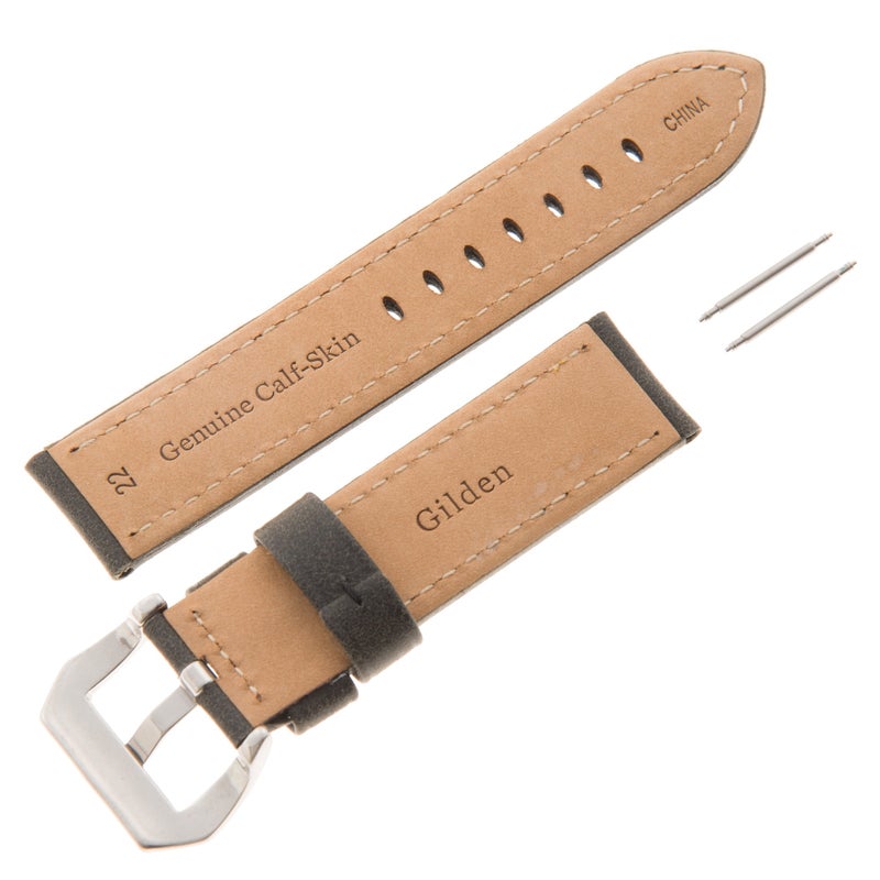 Gilden Gents 22-24mm Vintage Thick Padded Leather Watch Band VINBAND, fits Panerai watches (24mm, Dark Gray) - Image 2